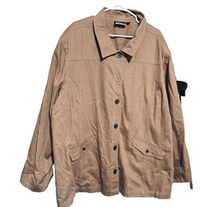 Added Dimensions Catherine's Brown Jacket womens plus sz 5X cotton barn chore